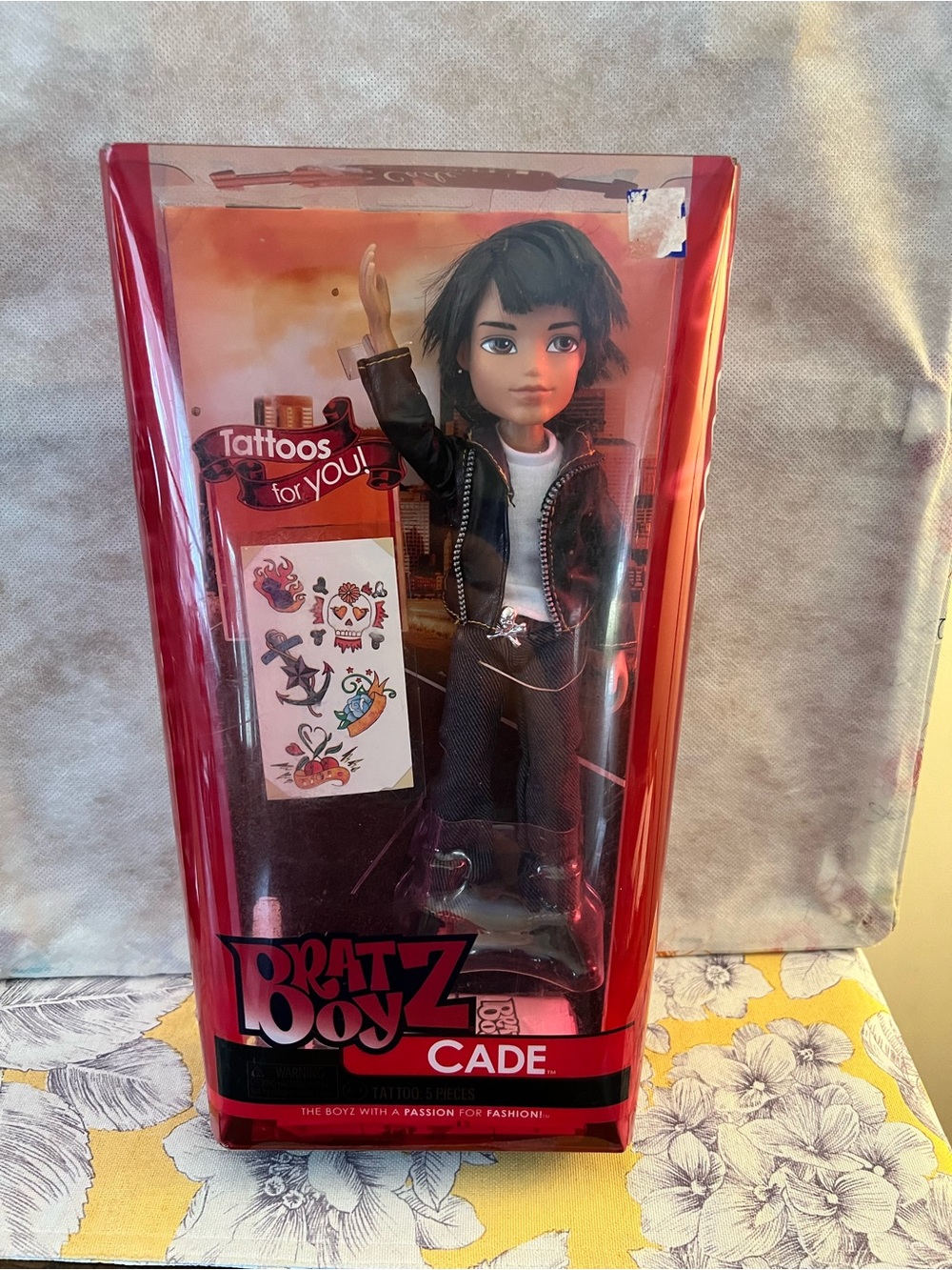 BRATZ BOYZ CADE DOLL  THE COOL BOYZ + TATTOOS FOR YOU DOLL BIKER OUTFIT  MGA